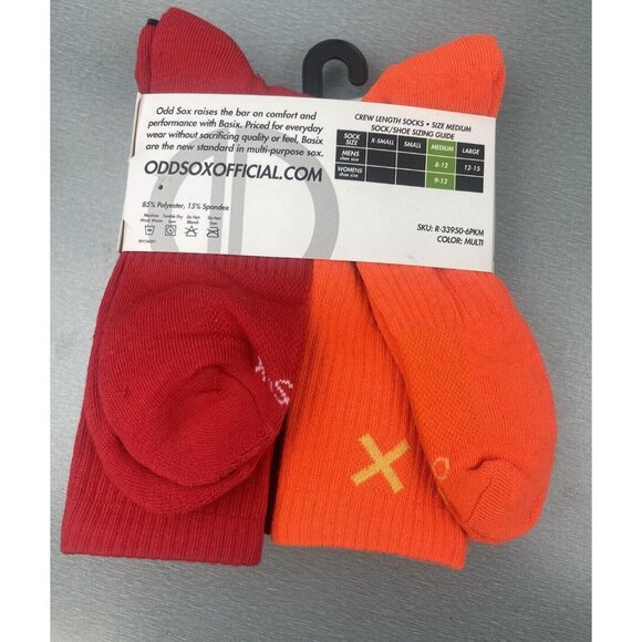 BASIX ODD SOX 6 Pairs Men's Crew Socks  Size Size 8-12 - Picture 9 of 9